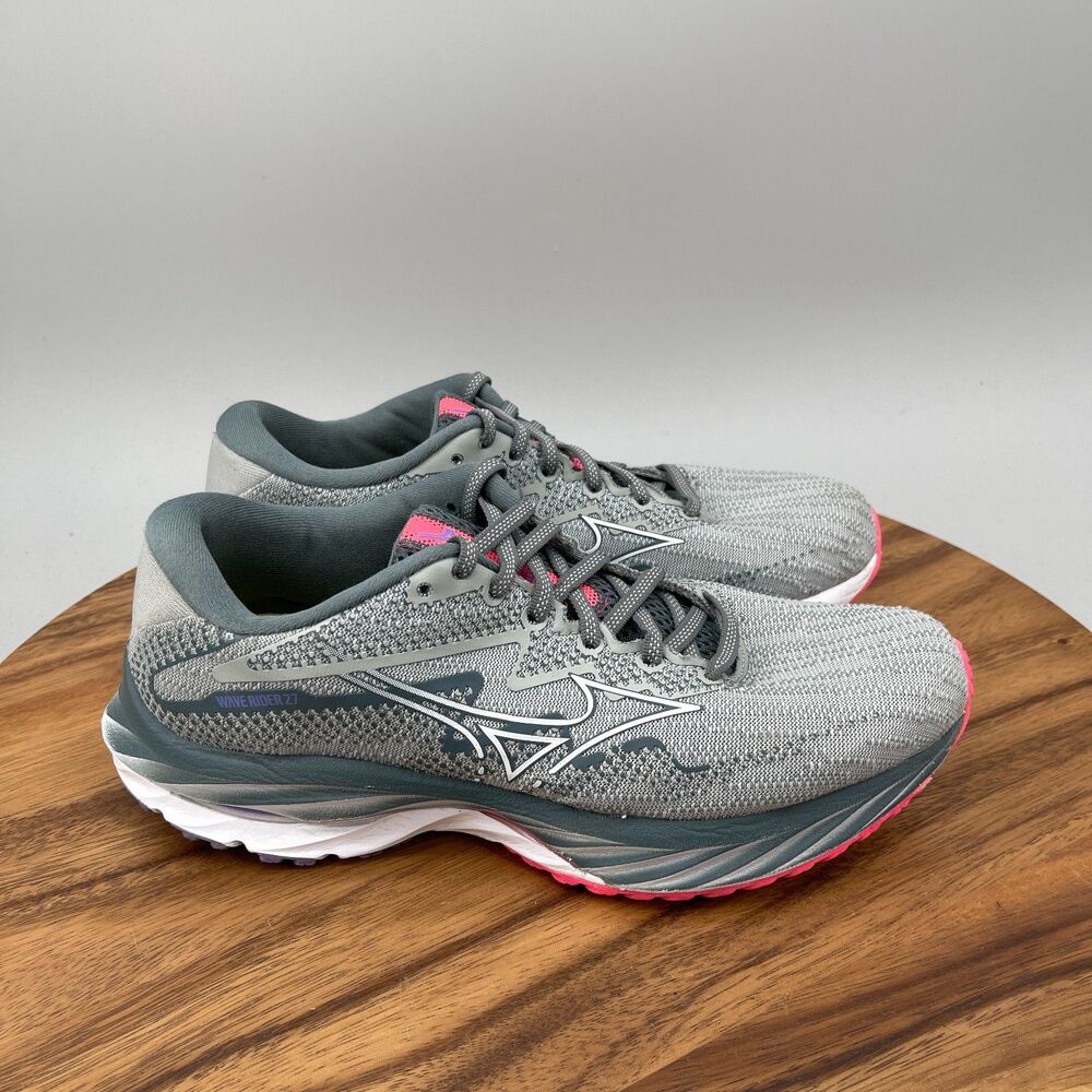 Mizuno Wave Rider 27 Shoes Womens Size 8 Gray Running Comfort Walking Sneakers